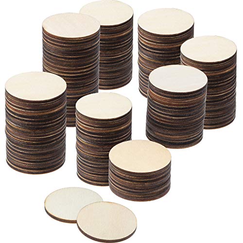 Boao 200 Pieces Unfinished Wood Slices Round Disc Circle Wood Piec...