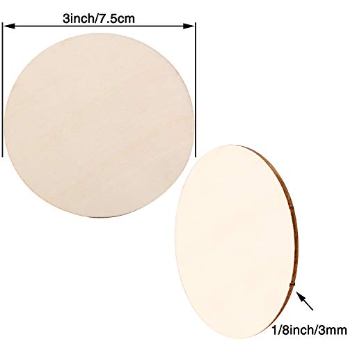 Boao Unfinished Wood Circle Round Wood Pieces Blank Round Ornament...