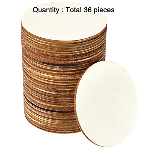 Boao Unfinished Wood Circle Round Wood Pieces Blank Round Ornament...