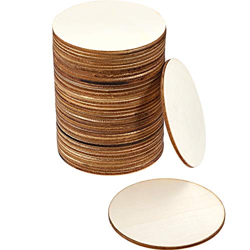 Boao Unfinished Wood Circle Round Wood Pieces Blank Round Ornament...