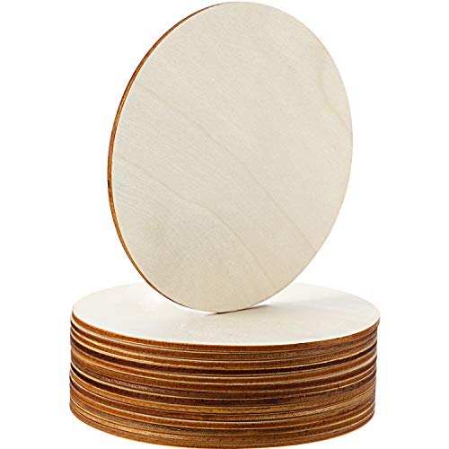 Boao Unfinished Wood Circle Round Wood Pieces Blank Round Ornament...