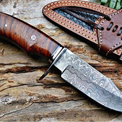 Bobcat Knives Custom Handmade Hunting Knife Bear Hunter Damascus S...