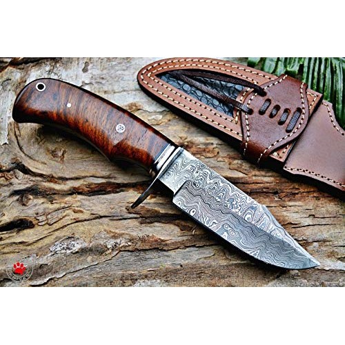Bobcat Knives Custom Handmade Hunting Knife Bear Hunter Damascus S...