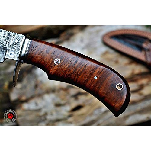 Bobcat Knives Custom Handmade Hunting Knife Bear Hunter Damascus S...