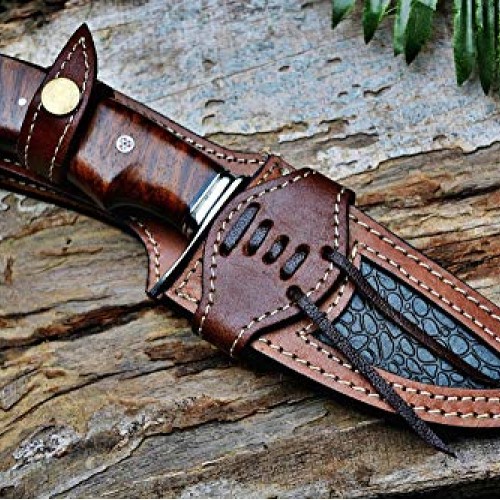Bobcat Knives Custom Handmade Hunting Knife Bear Hunter Damascus S...