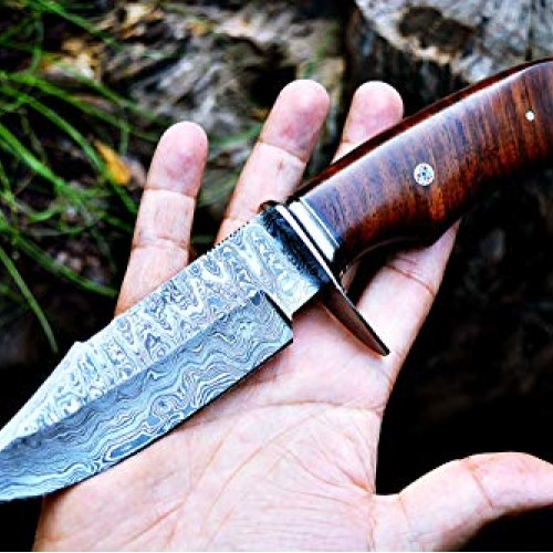 Bobcat Knives Custom Handmade Hunting Knife Bear Hunter Damascus S...