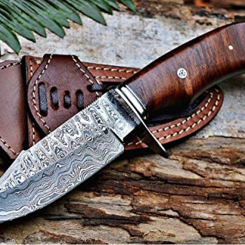 Bobcat Knives Custom Handmade Hunting Knife Bear Hunter Damascus S...