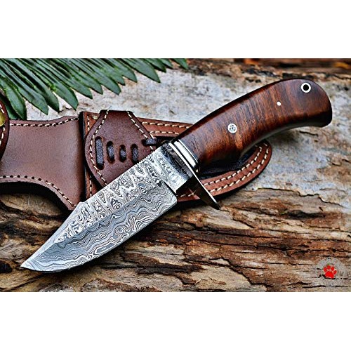 Bobcat Knives Custom Handmade Hunting Knife Bear Hunter Damascus S...