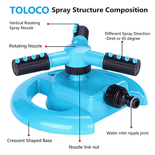 BOBOO Garden Sprinkler 360 Degree Rotating Lawn Sprinkler Automati...