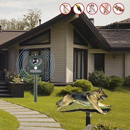 BOFEISI Ultrasonic Animal Repeller Solar Outdoor LED Flashing Ligh...