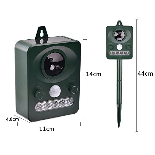 BOFEISI Ultrasonic Animal Repeller Solar Outdoor LED Flashing Ligh...