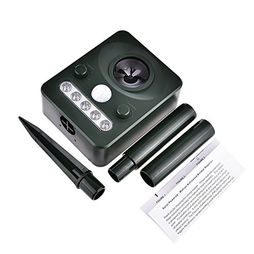 BOFEISI Ultrasonic Animal Repeller Solar Outdoor LED Flashing Ligh...