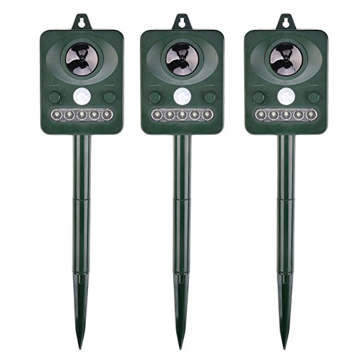 BOFEISI Ultrasonic Animal Repeller Solar Outdoor LED Flashing Ligh...