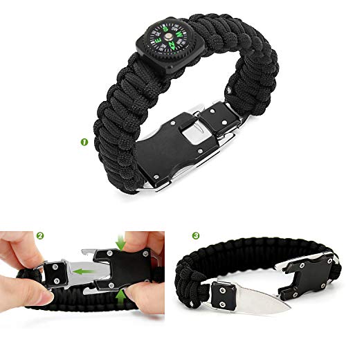Paracord Survival Bracelet-10.6 in Durable Braided Self Defense Br...
