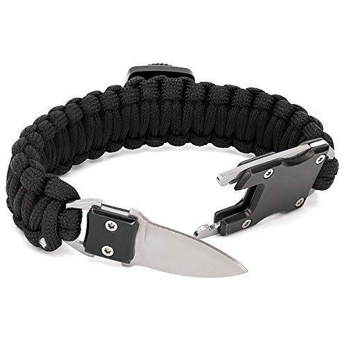 Paracord Survival Bracelet-10.6 in Durable Braided Self Defense Br...