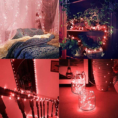 3 Pack,BOLWEO 10ft/3M 30 LEDs Red Battery Operated String Light,Ba...
