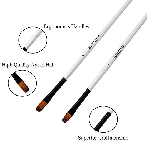 Art Paint Brushes Set, 12 PCS Nylon Professional Flat Paint Brushe...