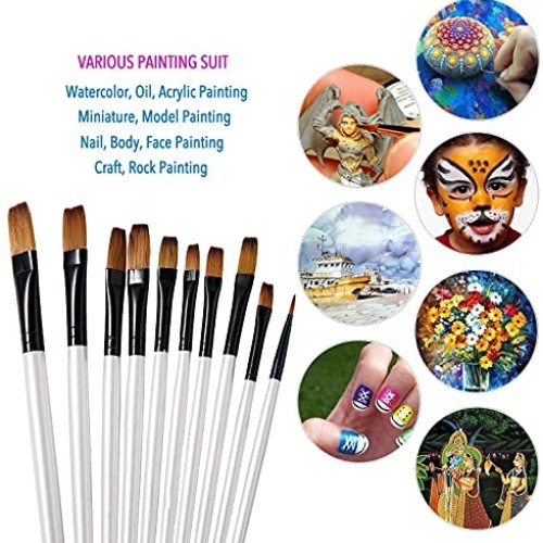 Art Paint Brushes Set, 12 PCS Nylon Professional Flat Paint Brushe...