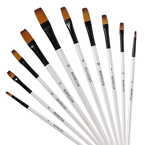 Art Paint Brushes Set, 12 PCS Nylon Professional Flat Paint Brushe...