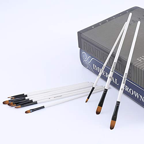 BOMEIJIA Filbert Paint Brushes Set, 12 PCS Artist Brush for Acryli...