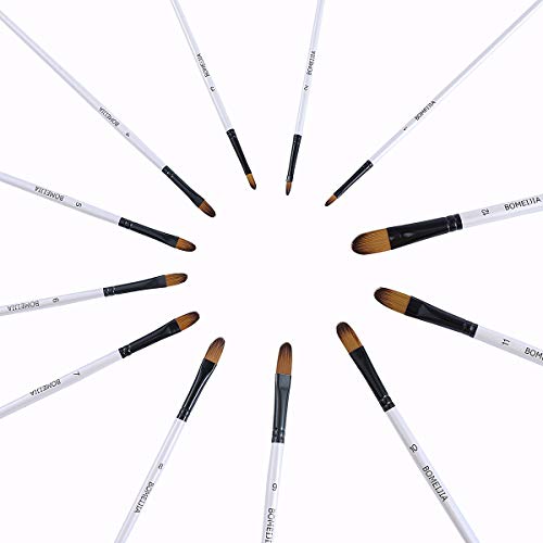 BOMEIJIA Filbert Paint Brushes Set, 12 PCS Artist Brush for Acryli...