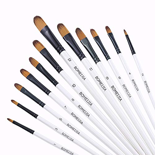 BOMEIJIA Filbert Paint Brushes Set, 12 PCS Artist Brush for Acryli...