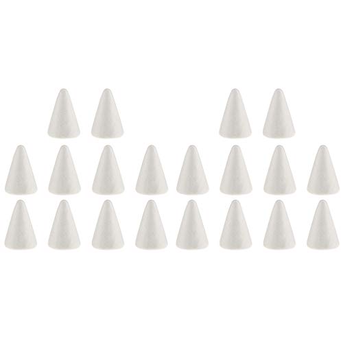 Bonarty 20Pcs 68mm White Cone Shape Styrofoam Foam Craft Polystyre...