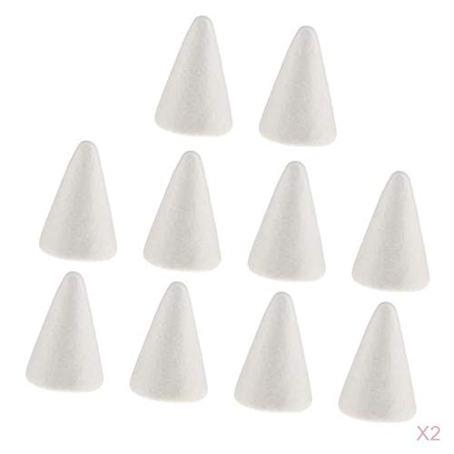 Bonarty 20Pcs 68mm White Cone Shape Styrofoam Foam Craft Polystyre...