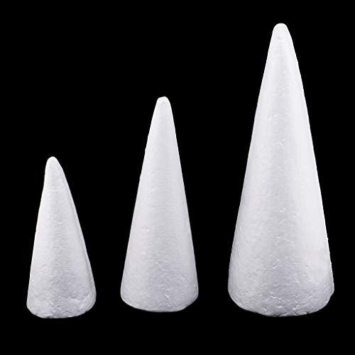 Bonarty Foam Cones for DIY Crafts 15 Pack White Polystyrene 5.9 ...