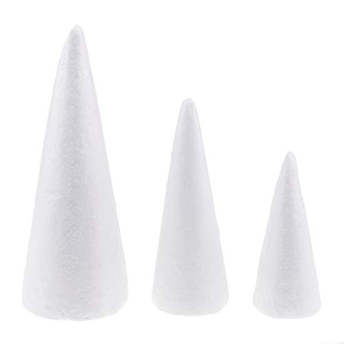 Bonarty Foam Cones for DIY Crafts 15 Pack White Polystyrene 5.9 ...