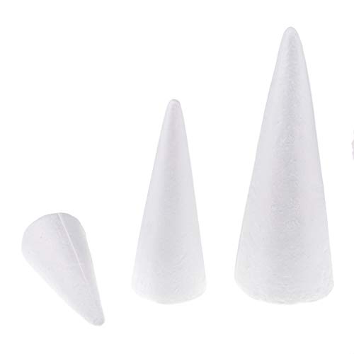 Bonarty Foam Cones for DIY Crafts 15 Pack White Polystyrene 5.9 ...