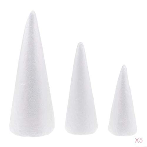 Bonarty Foam Cones for DIY Crafts 15 Pack White Polystyrene 5.9 ...