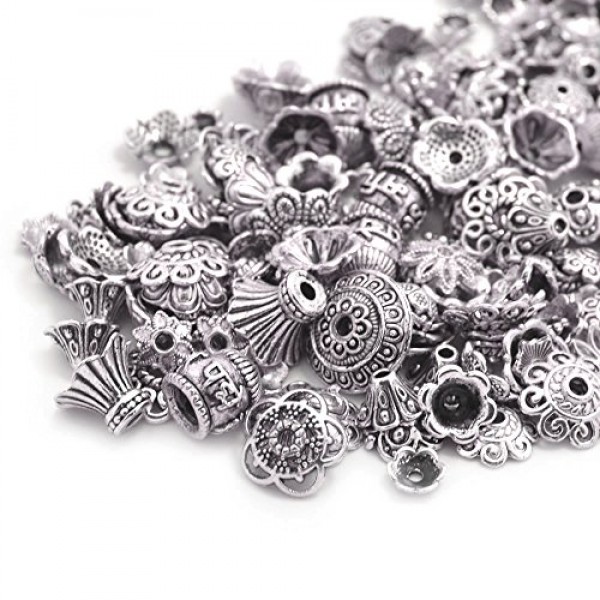 160-210pcs Bali Style Jewelry Making Metal Bead Caps Deluxe New Mi...