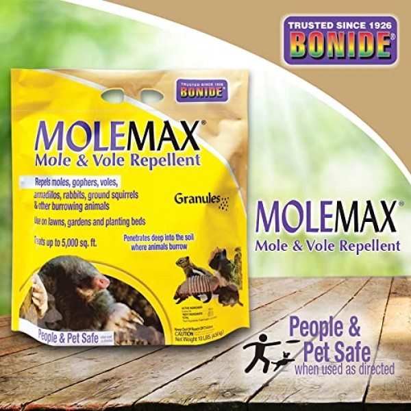 Bonide MOLEMAX Mole & Vole Repellent Granules, 10 lbs. Ready-to-Us...