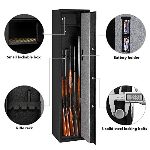 Bonnlo Biometric Rifle Safe Quick Access Safe Large 5 Cabi...