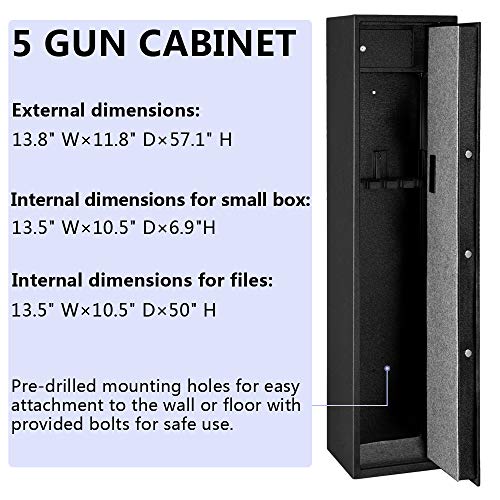 Bonnlo Biometric Rifle Safe Quick Access Safe Large 5 Cabi...