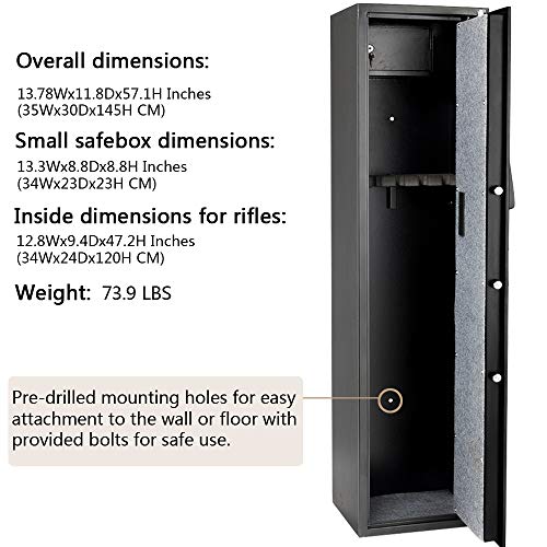 Bonnlo Electronic Safe Large Firearm Rifle Storage Cabinet Qui...