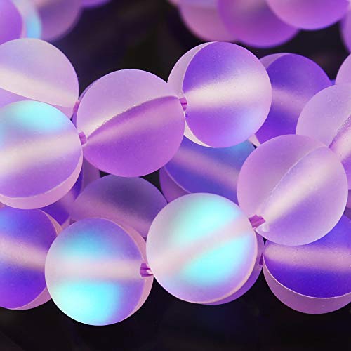 Matte Purple Aurora Crystal Glass Beads, 6MM Frosted Glitter Shini...