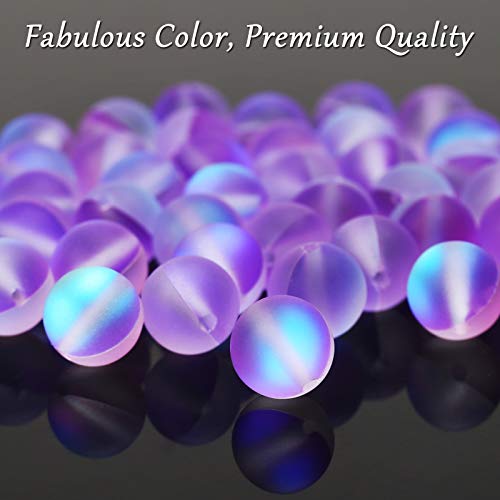 Matte Purple Aurora Crystal Glass Beads, 6MM Frosted Glitter Shini...