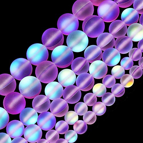Matte Purple Aurora Crystal Glass Beads, 6MM Frosted Glitter Shini...