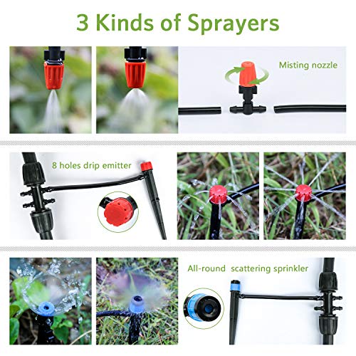 Bonviee Drip Irrigation Kit, 169FT Greenhouse Watering System, 1/4...