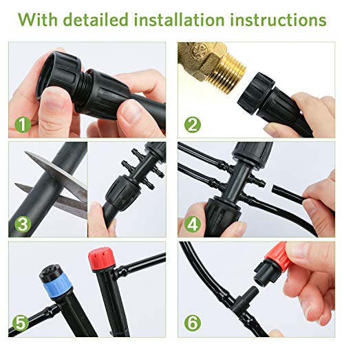 Bonviee Drip Irrigation Kit, 169FT Greenhouse Watering System, 1/4...