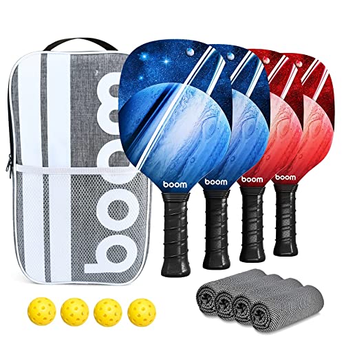 Pickleball Paddle Set | Set of 4 Premium Wood Paddles | Complete S...