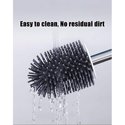 BOOMJOY Toilet Brush and Holder Set, Silicone Bristles Bathroom Cl...