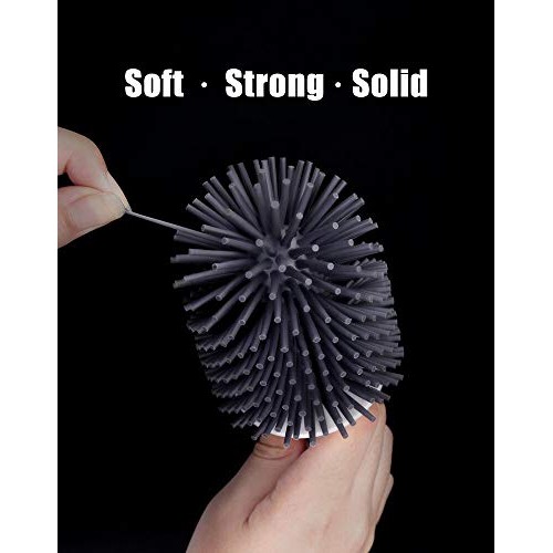 BOOMJOY Toilet Brush and Holder Set, Silicone Bristles Bathroom Cl...