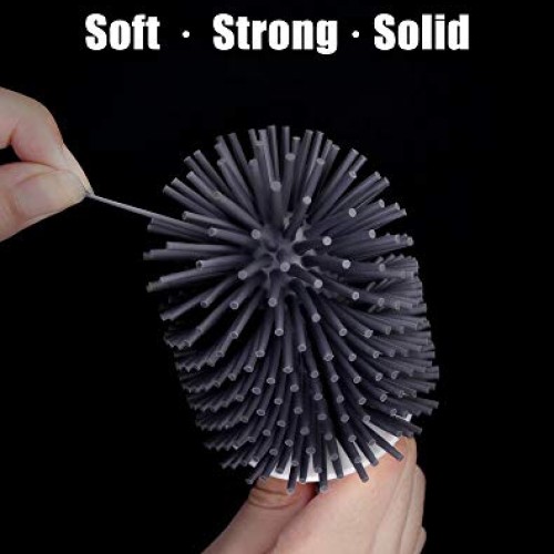 BOOMJOY Toilet Brush and Holder Set, Silicone Bristles Bathroom Cl...