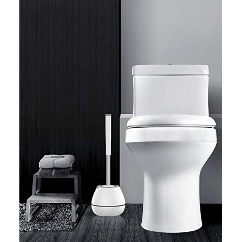 BOOMJOY Toilet Brush and Holder Set, Silicone Bristles Bathroom Cl...