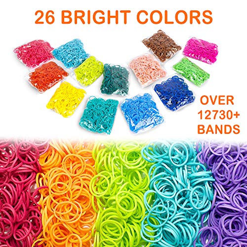 12730+ Loom Rubber Bands Refill Kit in 26 Color with 500 Clips ,6 ...