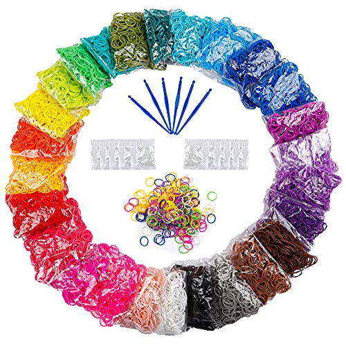 12730+ Loom Rubber Bands Refill Kit in 26 Color with 500 Clips ,6 ...