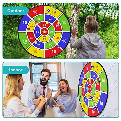 29 Large Dart Board for Kids, BooTaa Kids Dart Board with 12 Stic...